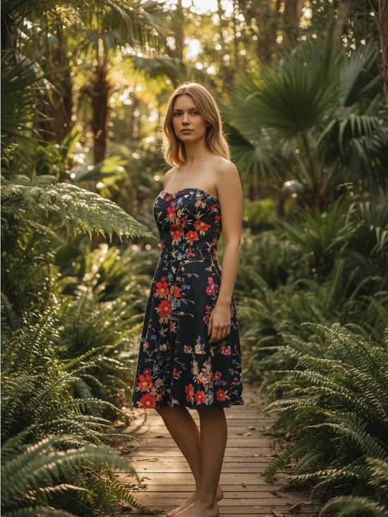 Express Dresses & Skirts - Express Floral Hummingbird Strapless Dress Sz 6